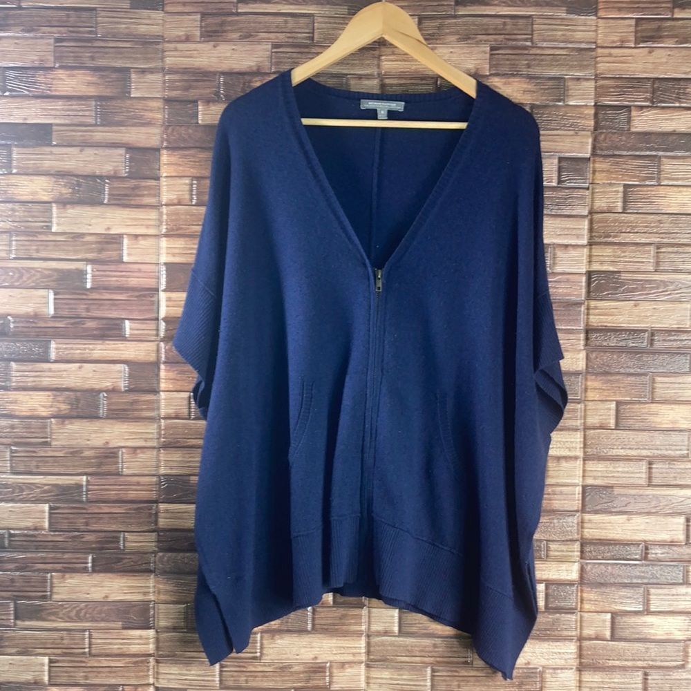 Womens Small Neiman Marcus Cashmere Collection Navy Blue Oversized Cardigan